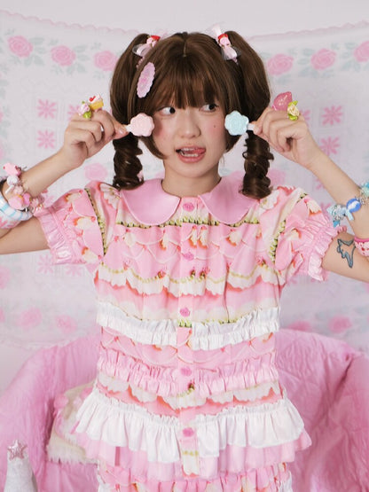 Vintage Cake Print Bubble Shirt Dress【s0000017760】