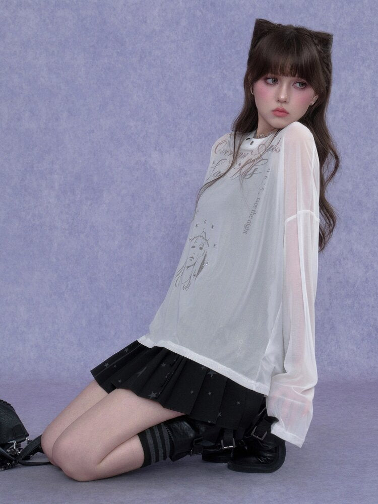 Fighting Spirit Mesh Print Casual T-shirt【s0000017269】