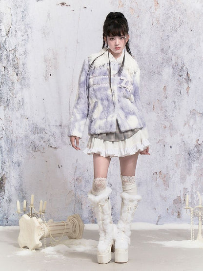 Tie-Dye Patchwork Rabbit Fur Coat【s0000005306】