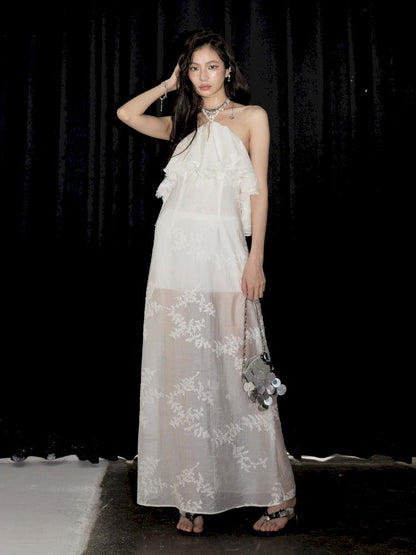 Strapless hanging neck dress【s0000013204】