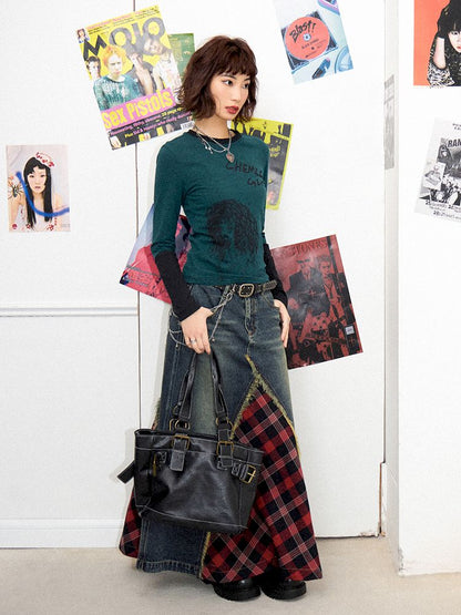 Stripe Splicing Printed T-Shirt【s0000011648】