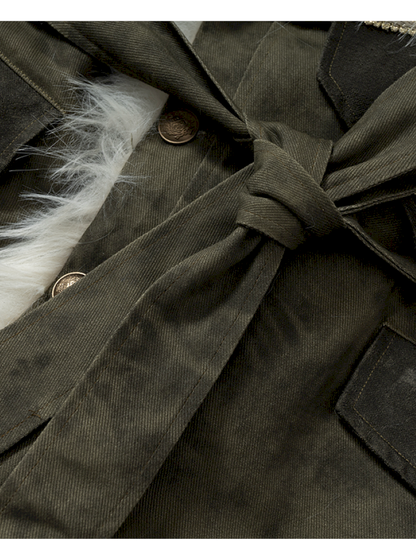 Modern Knight Fur Long Trench Coat【s0000014924】