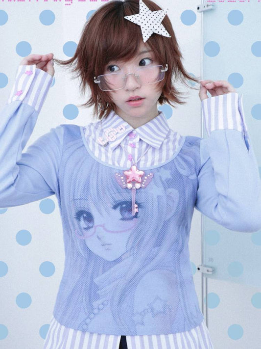 Cartoon-Style Two-Piece Long-Sleeve Shirt【s0000014447】