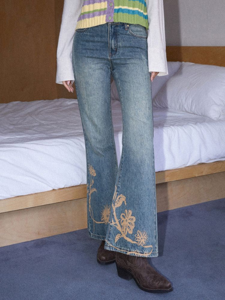 Printed Strait Flare Jeans [S0000010099]