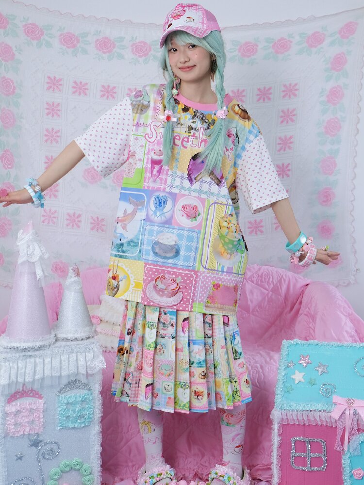 Summer Print Pleated Half Skirt【s0000017451】