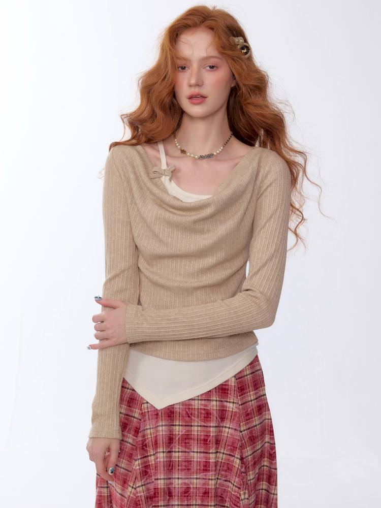 Slim Fit Top Long Sleeve Knit T-Shirt【s0000014354】