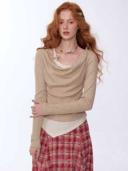 Slim Fit Top Long Sleeve Knit T-Shirt【s0000014354】