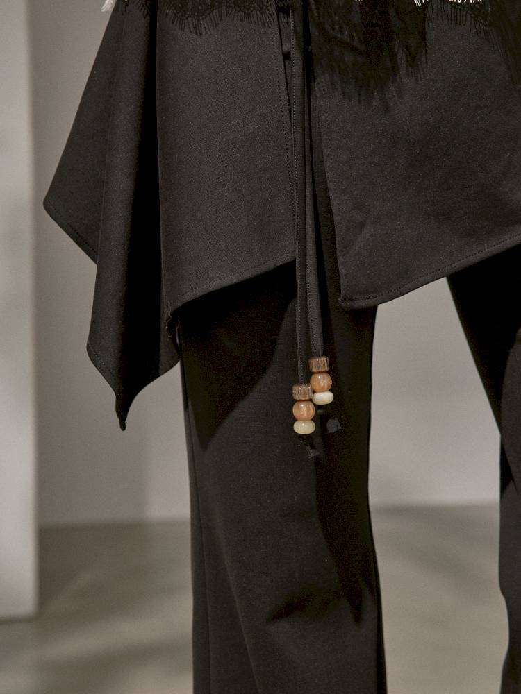 Beaded Drawstring Relaxed Fit Trousers【s0000014408】