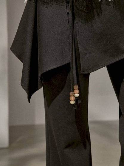 Beaded Drawstring Relaxed Fit Trousers【s0000014408】