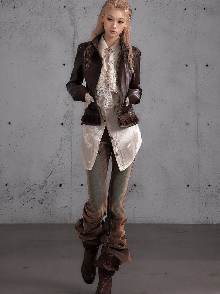 Riveted PU Leather Split Jacket【s0000019156】