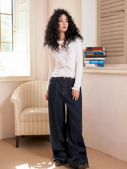 Washed Wide-Leg Long Denim Pants【s0000013991】