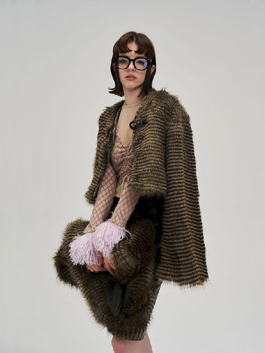 Flared Sleeve Eco Fur Short Jacket【s0000005290】