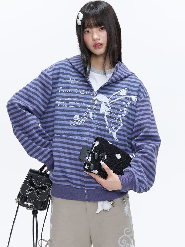 Vintage Striped Hooded Sweatshirt【s0000016380】