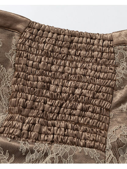 Patchwork Lace Satin Short Corset【s0000016204】