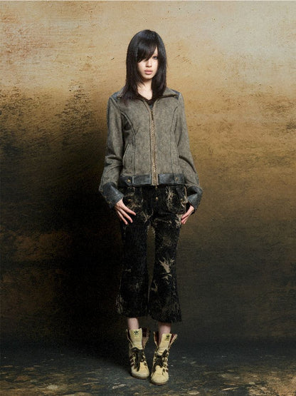 Skeleton Patchwork PU Sweatshirt 【s0000011803】