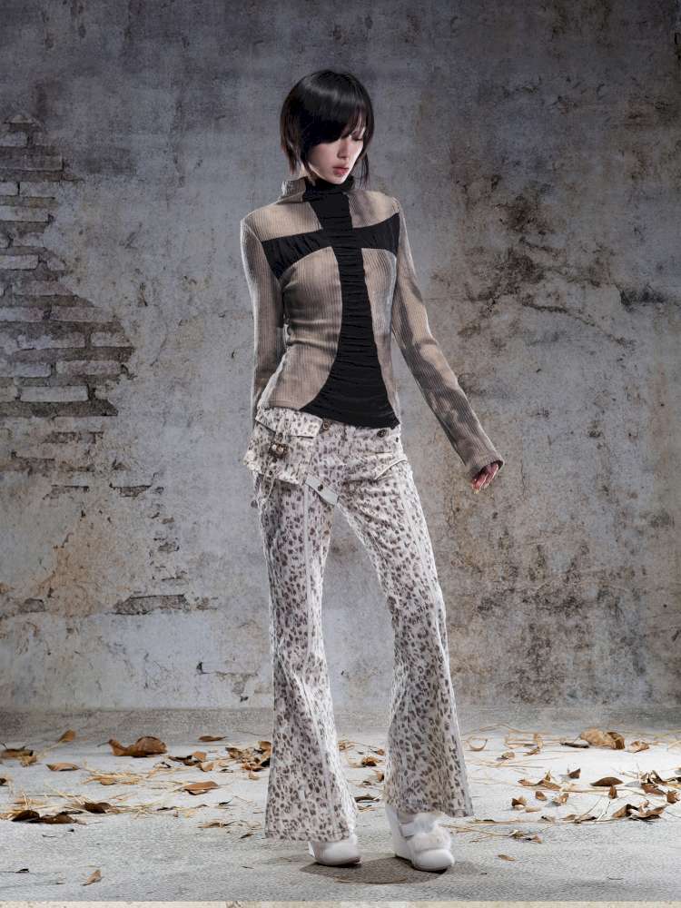 Straight-Leg Flared Low-Rise Pants【s0000014487】