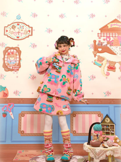 Pink Polar Fleece Lambswool Skirt【s0000015566】