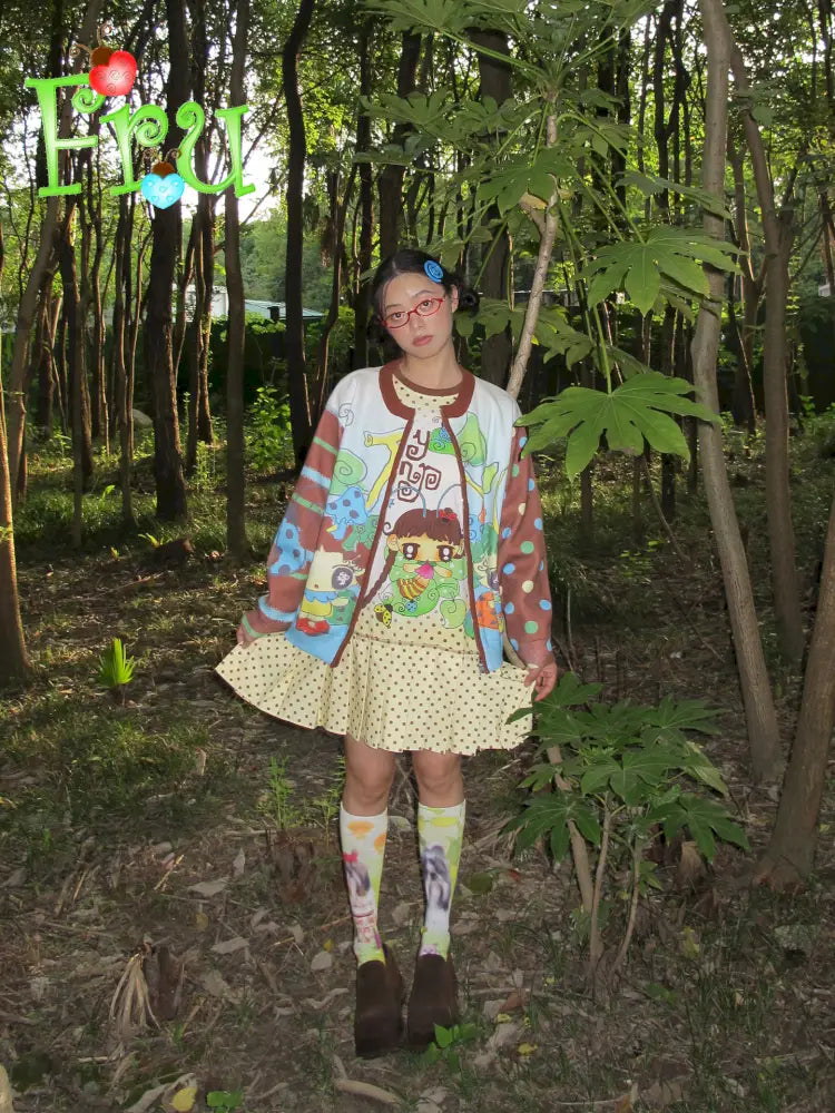 Blue-Brown Knit Cardigan Sweater【s0000014191】