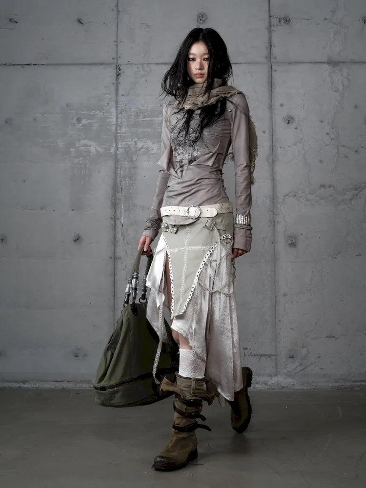 Deconstructed Print Long-Sleeve Knit Base【s0000014117】