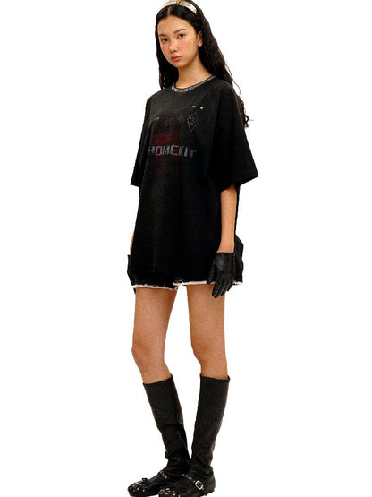 College Distressed T-Shirt Top【s0000016435】