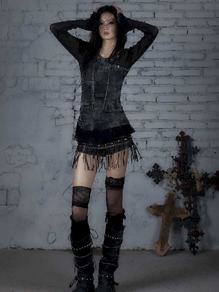 메쉬 스 플라이 싱 슬림 스트레치 긴 슬리브 티셔츠 [S0000011824]