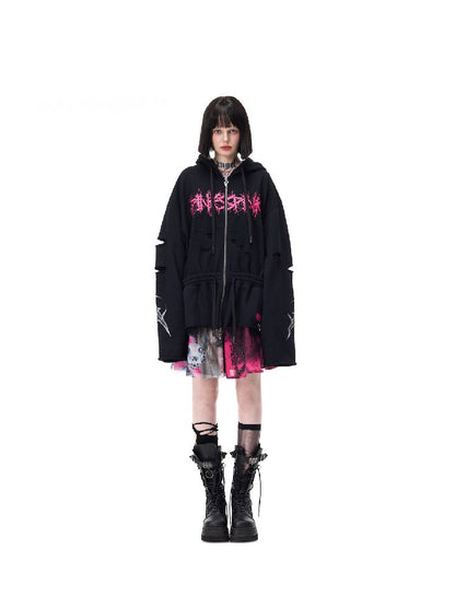 Riveted Hole Design Hooded Sweatshirt【s0000017728】