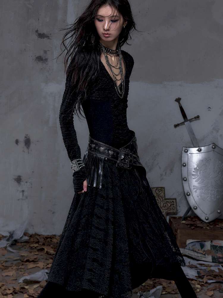 Heavy-Duty Fringe Wide Leather Belt【s0000014476】