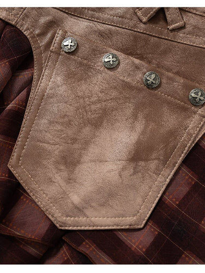 Washed Irregular Leather Denim Skirt【s0000015943】
