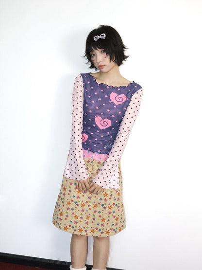 Candy Star Twill A-Line Skirt【s0000018674】