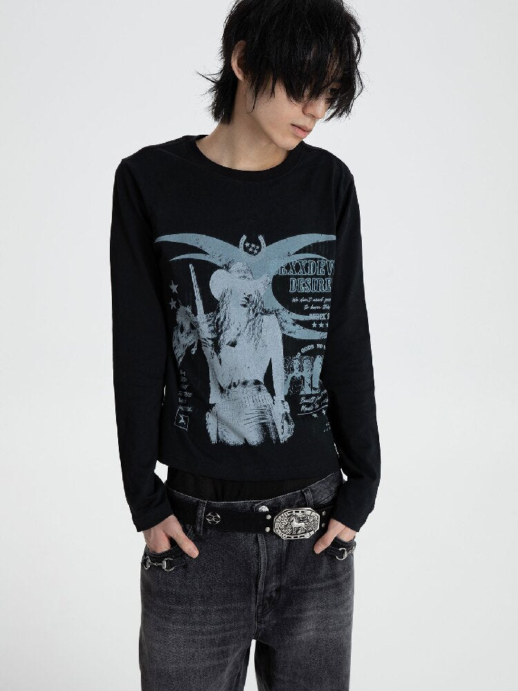 Women Digital Print Long T-Shirt【s0000018562】