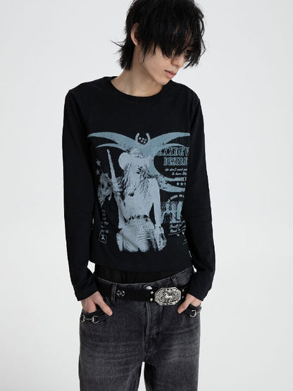 Women Digital Print Long T-Shirt【s0000018562】