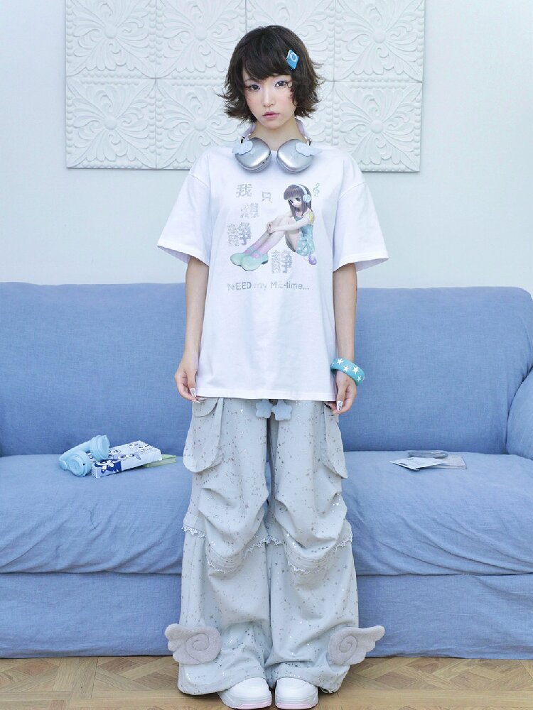 Teal Green Wings Cargo Pants【s0000016549】