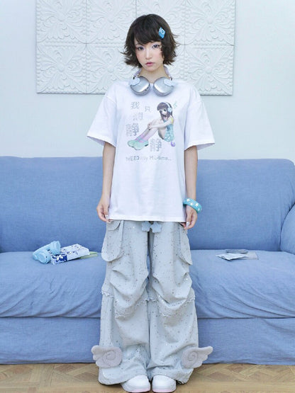 Teal Green Wings Cargo Pants【s0000016549】
