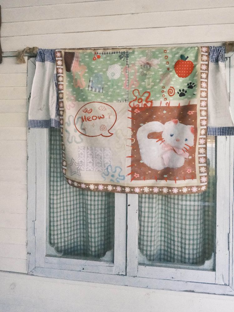 Color Block Cat Print Headscarf【s0000012774】