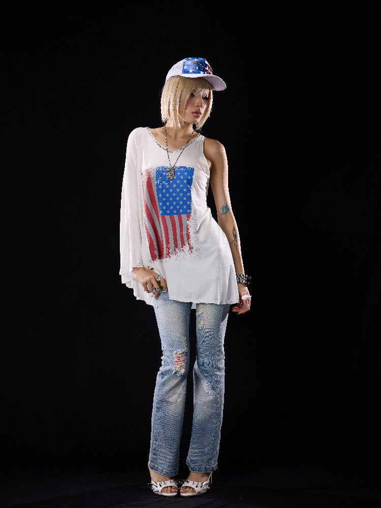 Drape Asymmetrical Sequin T-Shirt【s0000018507】