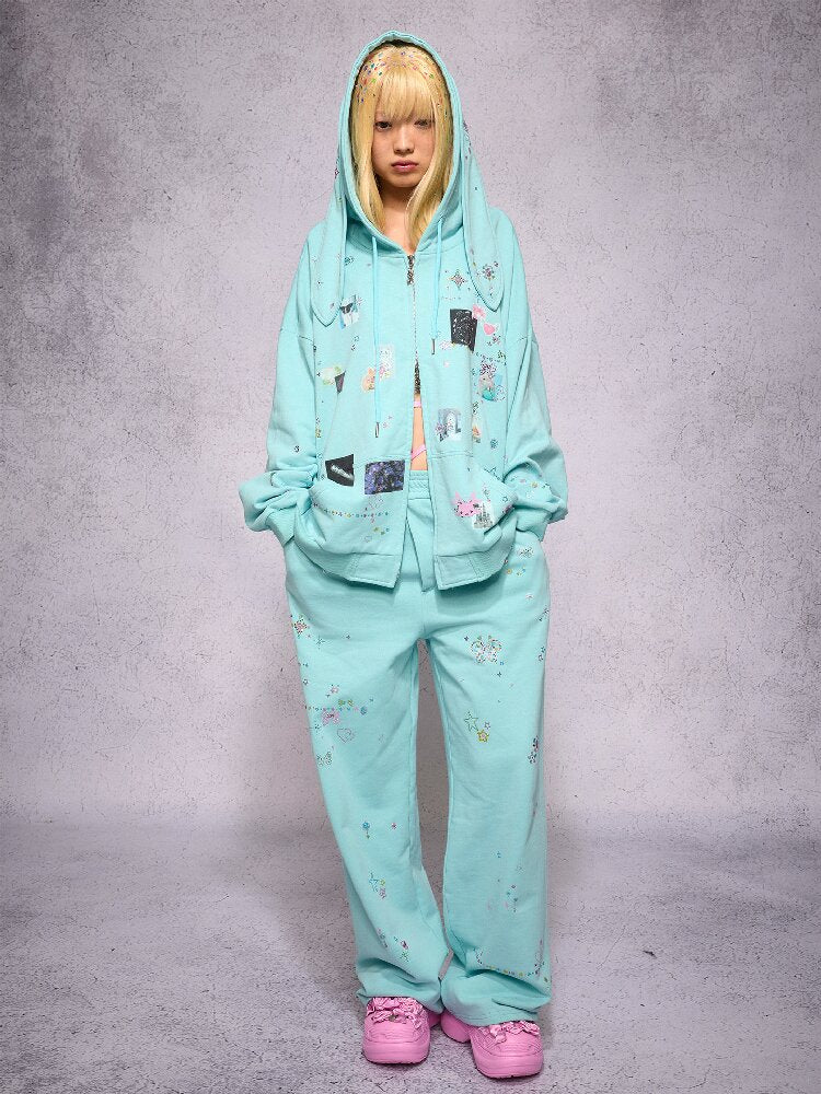 Rhinestone Heavy Duty Sweatpants【s0000018740】
