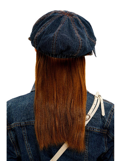 Big Bow Check Panelled Denim Hat【s0000016126】