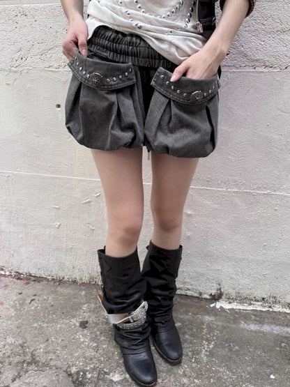 Washed Cotton Mid-Rise Shorts【s0000012834】