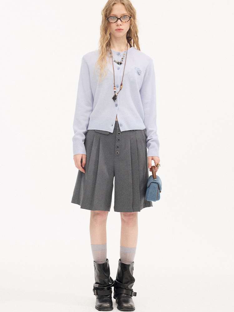 Hand-embroidered Grape Wool Cardigan【s0000015412】