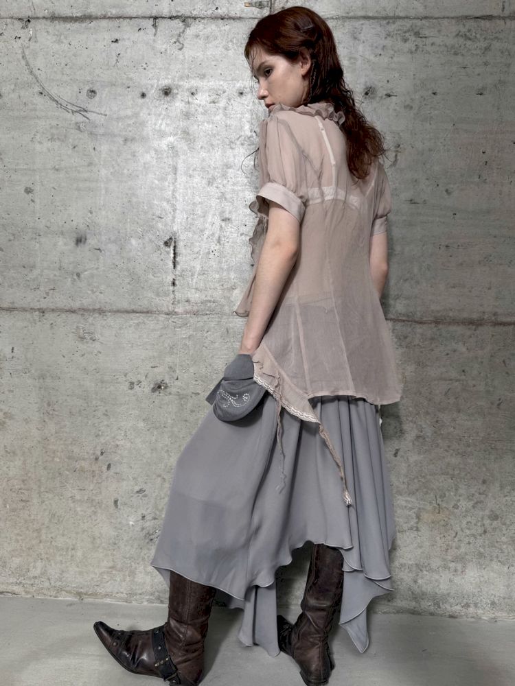 Multi-Layer Ruffled Irregular Hem “Jellyfish” Shirt【s0000012831】