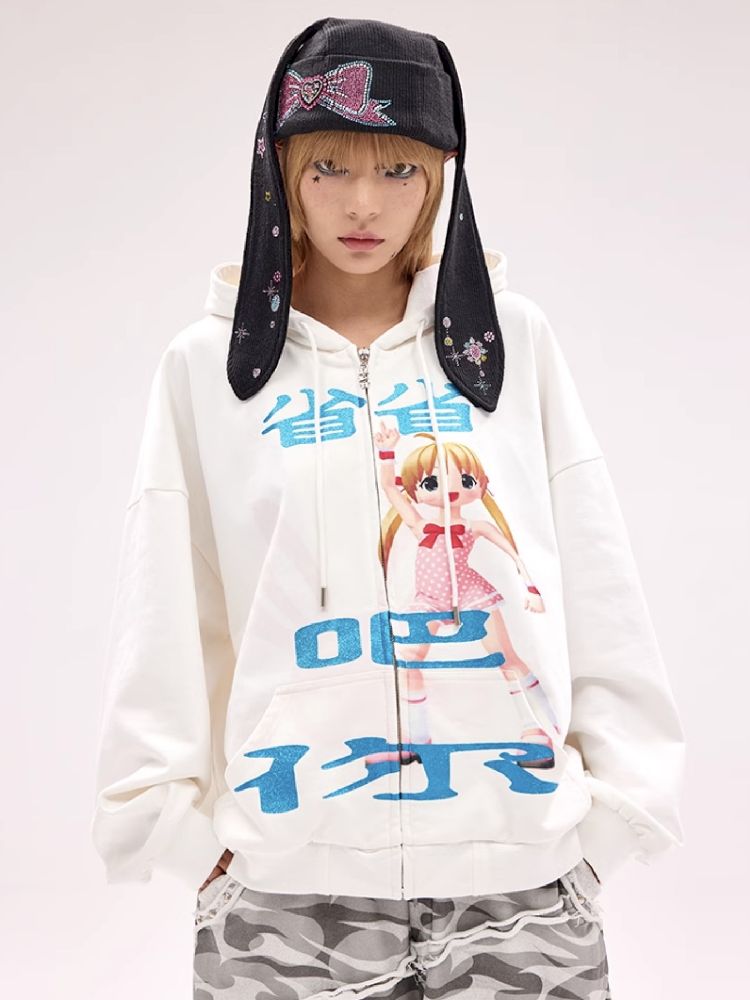 Glitter Printed Sweatshirt Jacket【s0000011796】