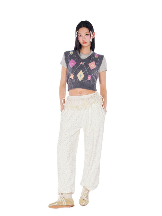 Colourful Bow Ringer V-Neck Short Sleeveless Knit Vest【s0000008611】