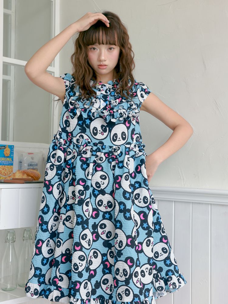 Blue panda pattern dress【s0000012757】