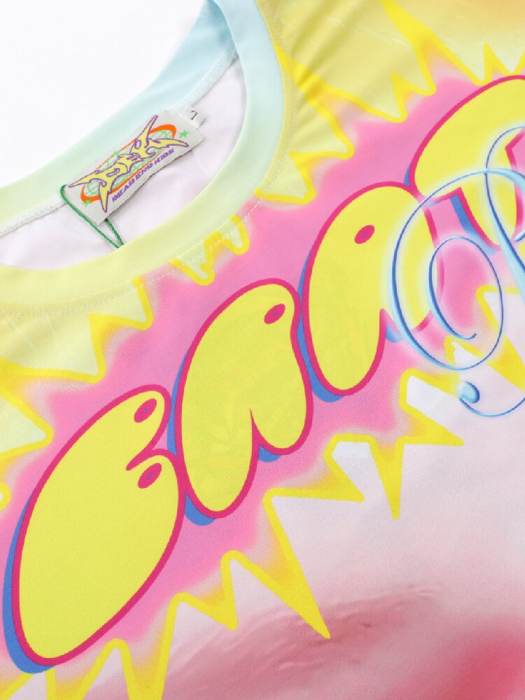 Dopamine Y2k Yabi Print T-shirt【s0000015890】