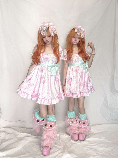 Mint Flower Chiffon Floral Dress【s0000015206】