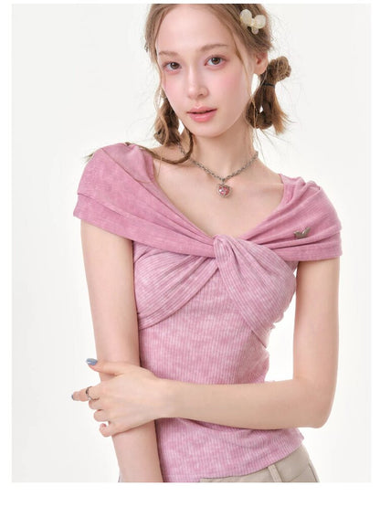 Flower Knot Butterfly Slim T-Shirt【s0000016605】