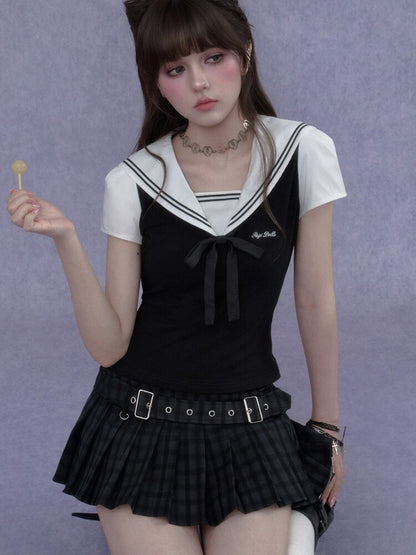Plaid Belt Pleated Skirt Shorts【s0000017275】