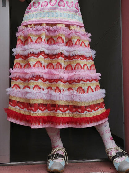 Cake Print Lace Midi Skirt【s0000017763】