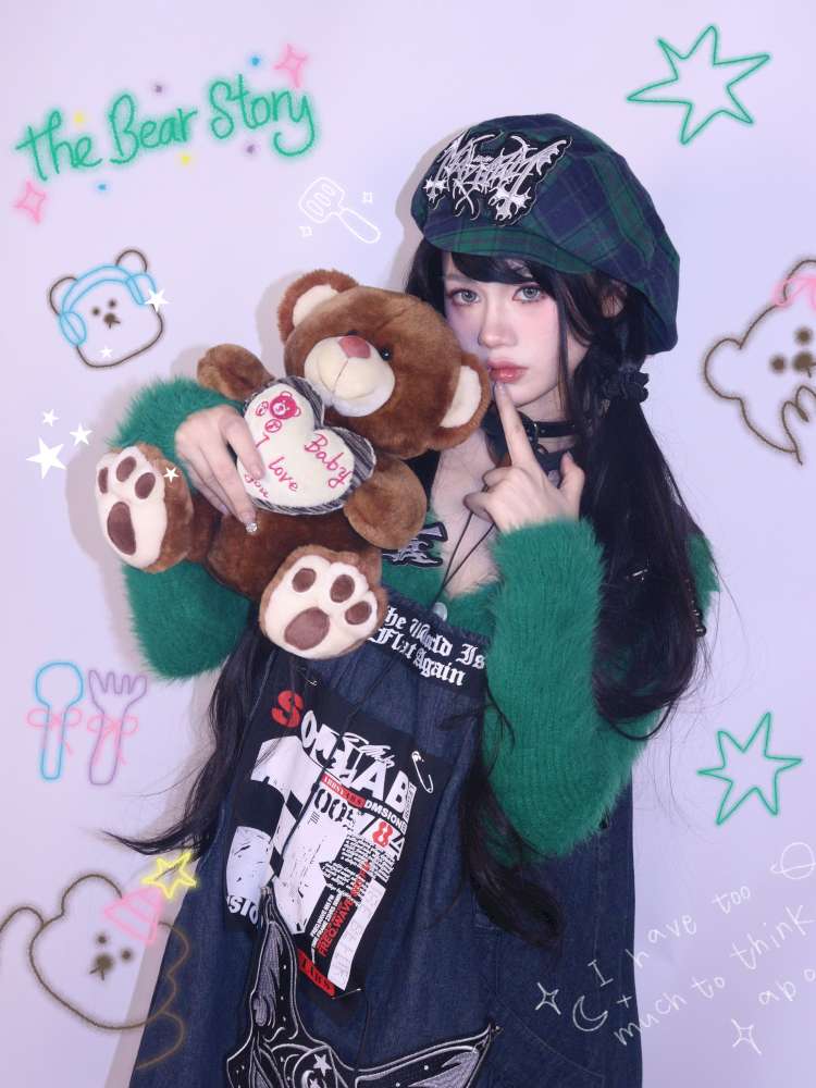 Green Y2K Loose Velvet Sweater【s0000014623】