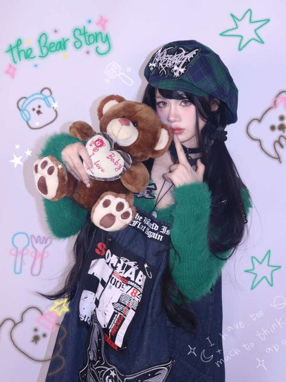 Green Y2K Loose Velvet Sweater【s0000014623】